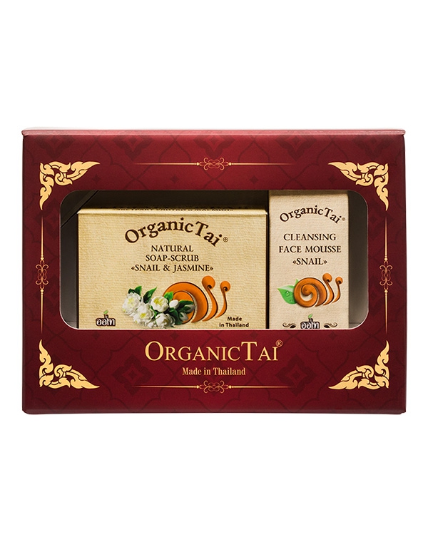 

Пилинг, скраб Organic Tai, Набор: Пенка для умывания + Натуральное мыло-скраб «С экстрактом улитки и жасмин», Organic Tai
