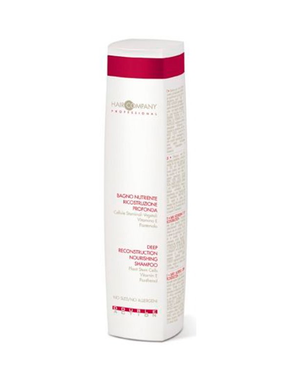 Шампунь Hair Company Professional Шампунь Hair Company ProfessionalШампуни для лечения волос<br>Очищение и бережный уход за поврежденными тонкими волосами, увлажняет и восстанавливает.<br><br>Бренды: Hair Company Professional<br>Вид товара: Шампунь<br>Область ухода: Волосы<br>Назначение: Увлажнение и питание, Восстановление и защита<br>Тип кожи, волос: Осветленные, мелированные, Окрашенные, Вьющиеся, Сухие, поврежденные, Жирные, Нормальные, Тонкие<br>Косметическая линия: Линия Double Action Ламинирование и лечение для волос