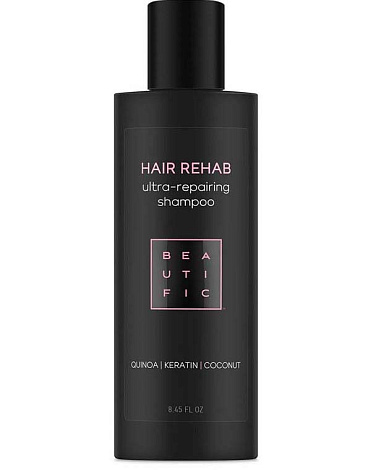 Шампунь супер-восстанавливающий для поврежденных волос с протеинами киноа Hair Rehab Beautific 1