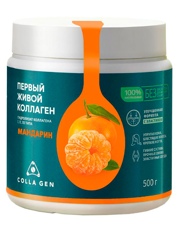 Гидролизат коллагена со вкусом мандарина COLLA GEN 500 гр