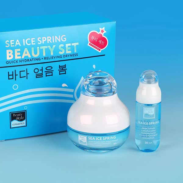 Набор гиалуроновой косметики увлажняющий Sea Ice Spring 2 шага Beauty Style 4515936K - фото 6