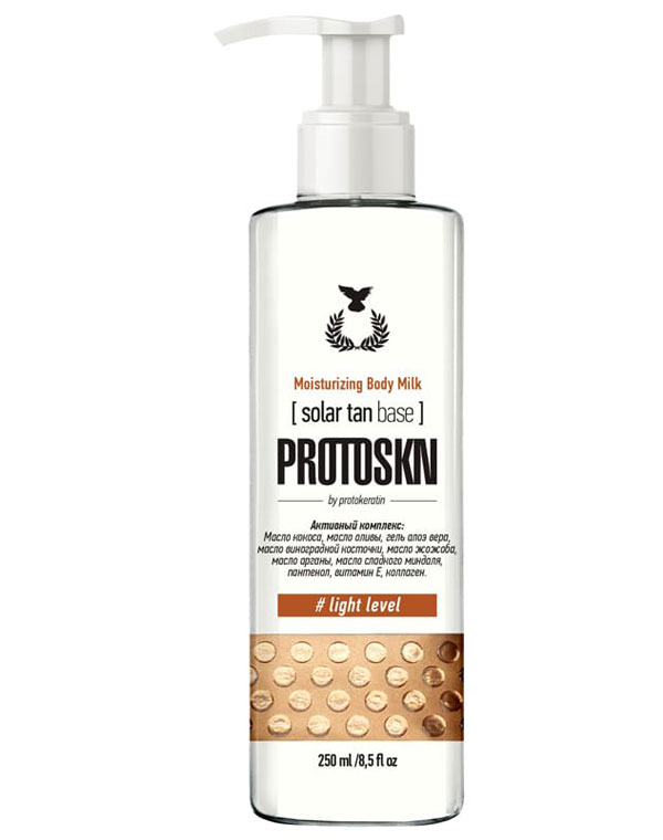 

Молочко, пенка, эмульсия Protokeratin, Молочко увлажняющее с эффектом загара 3% Moisturizing body milk solar tan base 3% 250мл Protokeratin