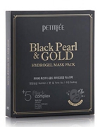 Набор гидрогелевые маски для лица Жемчуг и Золото Black pearl & Gold hydrogel mask Pack, Petitfee, 5 шт