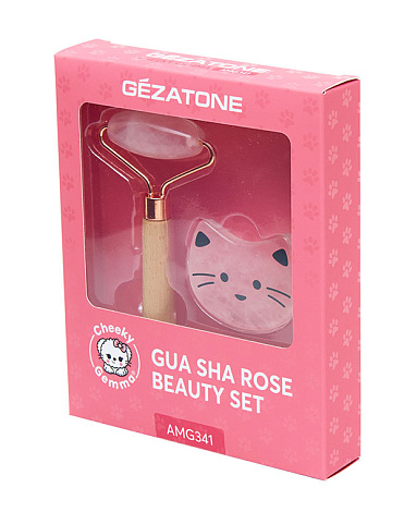 Скребок Гуаша и роллер, набор «Gua Sha Rose Beauty Set AMG341» CHEEKY GEMMY, Gezatone 9