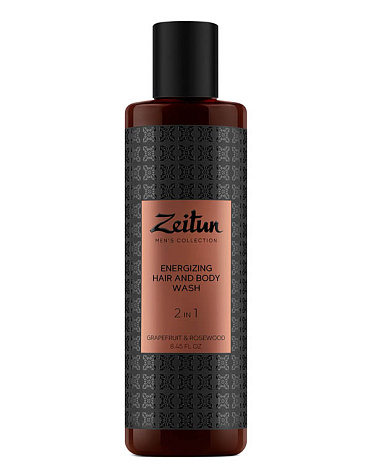 Гель очищающий для волос и тела 2 в 1 для мужчин с грейпфрутом и розовым деревом Zeitun 1
