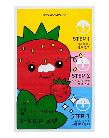 Пластыри для носа против черных точек Homeless Strawberry Seeds 3-step Nose Pack, Tony Moly 1