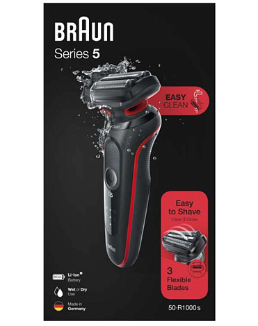 Электрическая бритва 50-R1000s Black/Red (3/435) Braun 6