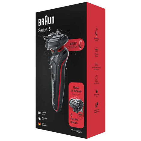 Электрическая бритва 50-R1000s Black/Red (3/435) Braun 2