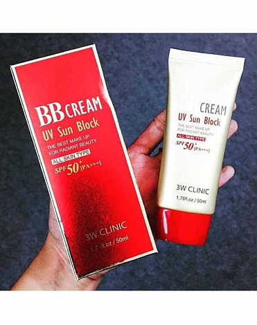 Солнцезащитный ВВ крем для лица BB Cream UV Sun Block, 3W Clinic, 50 мл  3