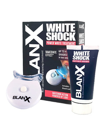 Отбеливающий уход + световой активатор White Shock Treatment + Led Bite, Blanx, 50 мл 2