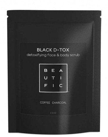 Скраб cухой угольно-кофейный для глубокого очищения лица и тела Black D-tox Beautific 1