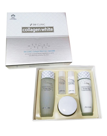 Осветление Набор для ухода за кожей лица Collagen Whitening Skin Care Items 3 Set, 3W Clinic 2