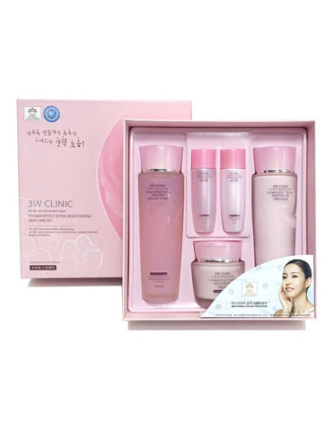 Увлажнение Набор для ухода за лицом Flower Effect Extra Moisturizing 3 Kit Set, 3W Clinic 1