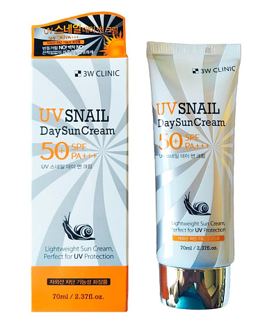 Солнцезащитный крем с улиточным муцином UV Snail Day Sun Cream SPF 50+ PA+++, 3W Clinic, 70 мл  2