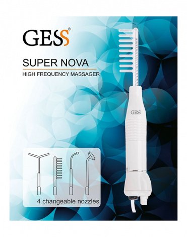 Медицинский дарсонваль для лица, тела и волос с 4 насадками Super Nova, Gess 4