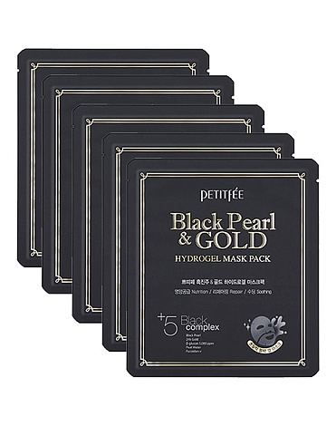 Набор гидрогелевые маски для лица Жемчуг и Золото Black pearl & Gold hydrogel mask Pack, Petitfee, 5 шт 3