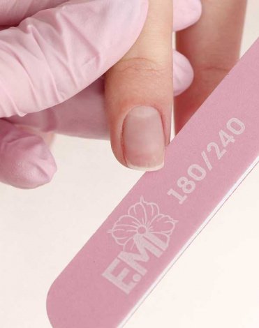 Пилка для натуральных ногтей розовая 180/240 E.MI 2