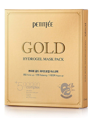 Набор гидрогелевые маски для лица с Золотом Gold Hydrogel mask Pack, Petitfee, 5 шт 1