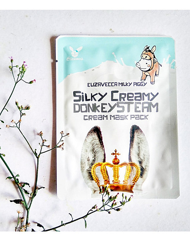 Маска для лица на основе ослиного молока Silky Creamy Donkey Steam Cream Mask Pack Elizavecca, 25 мл 3