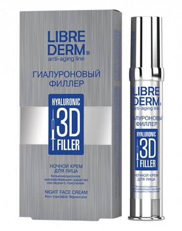 3D филлер ночной крем для лица Гиалуроновая, Librederm, 30 мл 1