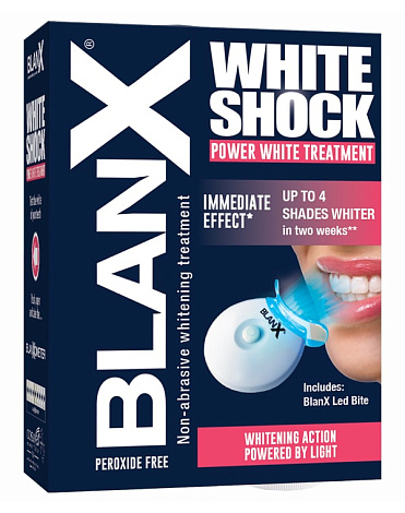 Отбеливающий уход + световой активатор White Shock Treatment + Led Bite, Blanx, 50 мл 1