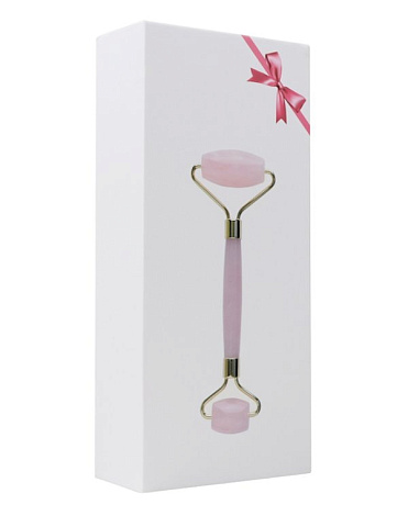 Набор: роллер-массажер для лица + кристалл для массажа Гуаша из натурального розового кварца, тип 2, Beauty Style 3