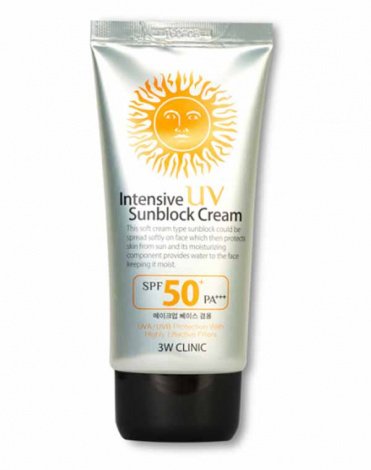 Солнцезащитный крем Intensive UV Sun Block Cream SPF 50+ PA+++, 3W Clinic, 70 мл  1