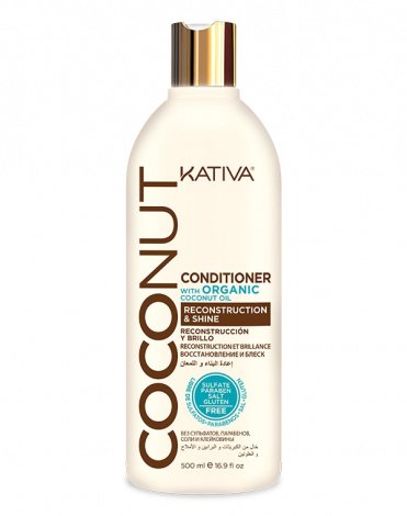 Восстанавливающий кондиционер с органическим кокосовым маслом для поврежденных волос Coconut, Kativa 2
