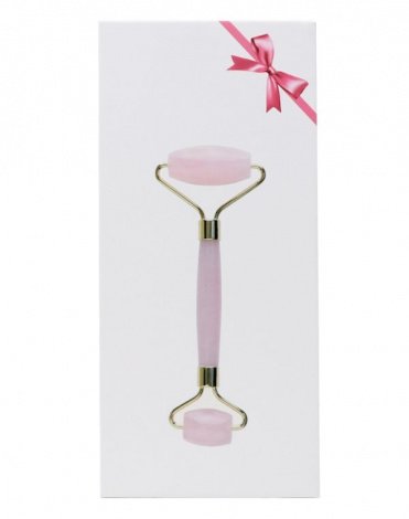 Набор: роллер-массажер для лица + кристалл для массажа Гуаша из натурального розового кварца, тип 2, Beauty Style 4