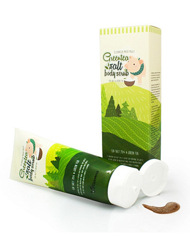 Скраб для тела с экстрактом зеленого чая Milky Piggy Greentea Salt Body Scrub Elizavecca, 300 мл 2