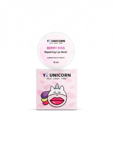 Восстанавливающая маска для губ Berry Kiss уход и питание с витамин Е, маслом миндаля 15мл Younicorn 2