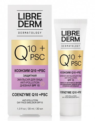 Эмульсия дневная anti-pollution для лица spf 15 Dermatology Q 10 + Hst, Librederm, 30 мл 1
