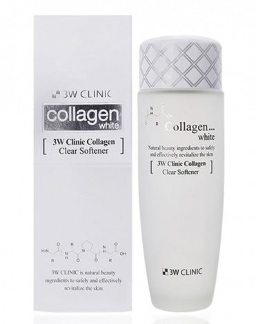 Осветление Скин-тоник для кожи лица с Коллагеном Collagen Clear Softener, 3W Clinic, 150 мл 2