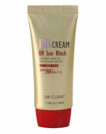 Солнцезащитный ВВ крем для лица BB Cream UV Sun Block, 3W Clinic, 50 мл  1