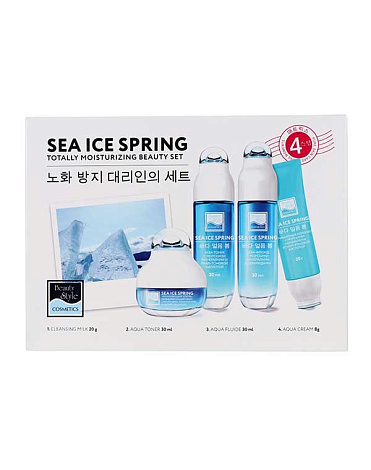 Набор косметики увлажняющий с морскими минералами, гиалуроновой кислотой и церамидами Sea Ice Spring 4 шага Beauty Style 3