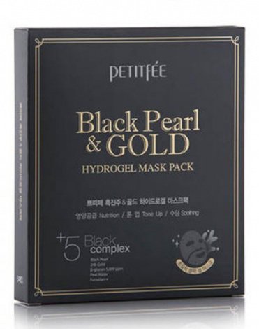 Набор гидрогелевые маски для лица Жемчуг и Золото Black pearl & Gold hydrogel mask Pack, Petitfee, 5 шт 1