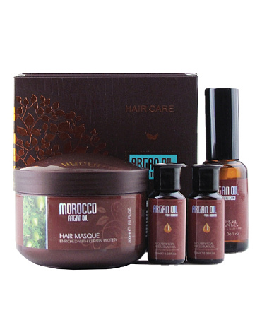 Подарочный набор для волос (питательная маска, 200 мл + масло арганы, 2*10 мл; 1*30 мл), Argan Oil from Morocco. 1