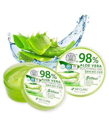 Гель универсальный Алоэ Aloe Vera Soothing Gel 98%, 3W Clinic, 300 мл 2