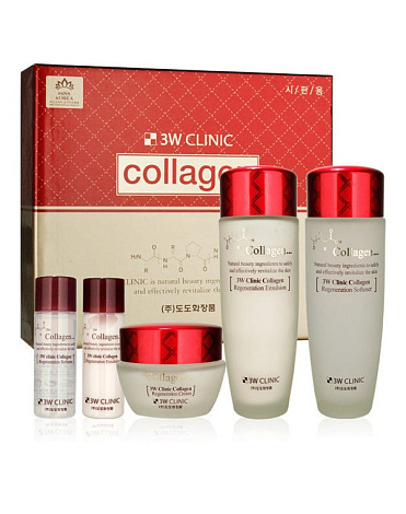 Лифтинг Набор для ухода за лицом Collagen Skin Care 3 Items Set, 3W Clinic 1