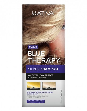 Шампунь нейтрализатор желтизны для осветленных и мелированных волос Blue Therapy, Kativa 2