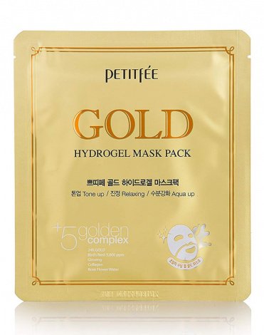 Набор гидрогелевые маски для лица с Золотом Gold Hydrogel mask Pack, Petitfee, 5 шт 3
