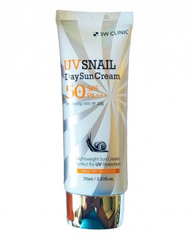 Солнцезащитный крем с улиточным муцином UV Snail Day Sun Cream SPF 50+ PA+++, 3W Clinic, 70 мл  1