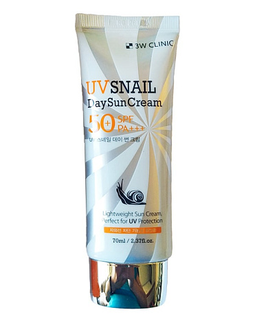 Солнцезащитный крем с улиточным муцином UV Snail Day Sun Cream SPF 50+ PA+++, 3W Clinic, 70 мл  1