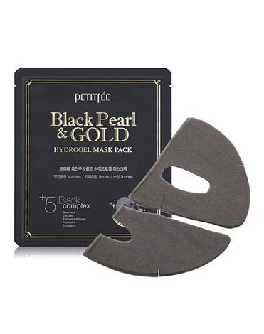 Набор гидрогелевые маски для лица Жемчуг и Золото Black pearl & Gold hydrogel mask Pack, Petitfee, 5 шт 4