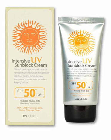 Солнцезащитный крем Intensive UV Sun Block Cream SPF 50+ PA+++, 3W Clinic, 70 мл  2