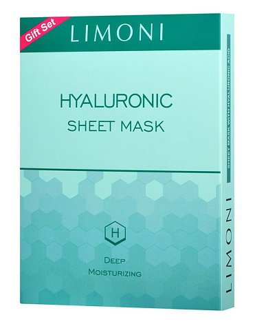 Набор масок для лица cуперувлажняющая с гиалуроновой кислотой Sheet Mask With Hyaluronic Acid Limoni, 6 шт 1