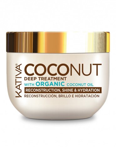 Восстанавливающая маска с органическим кокосовым маслом для поврежденных волос Coconut, Kativa 1
