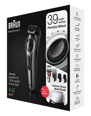 Электрический триммер BT7240 + Бритва Gillette + 2 кас + футляр, Braun 3