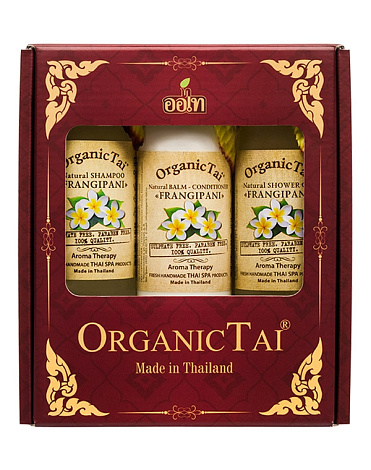 Набор: Шампунь для волос  + Бальзам-кондиционер + Гель для душа «Франжипани», Organic Tai 1
