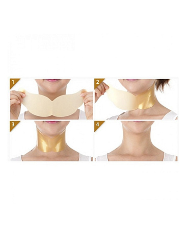 Набор маска-патч для шеи гидрогелевая Антивозрастная с золотом Gold Neck Pack, Petitfee, 5 шт 7